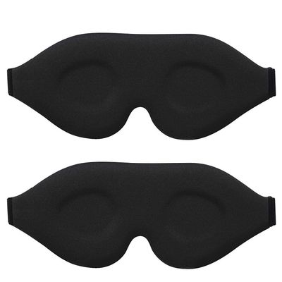 BudgetBundles US 2-4 Pc Sleep Eye Mask for Men Women, 3D Contoured Cup Sleeping Mask & Blindfo (Black 2 Pack)
