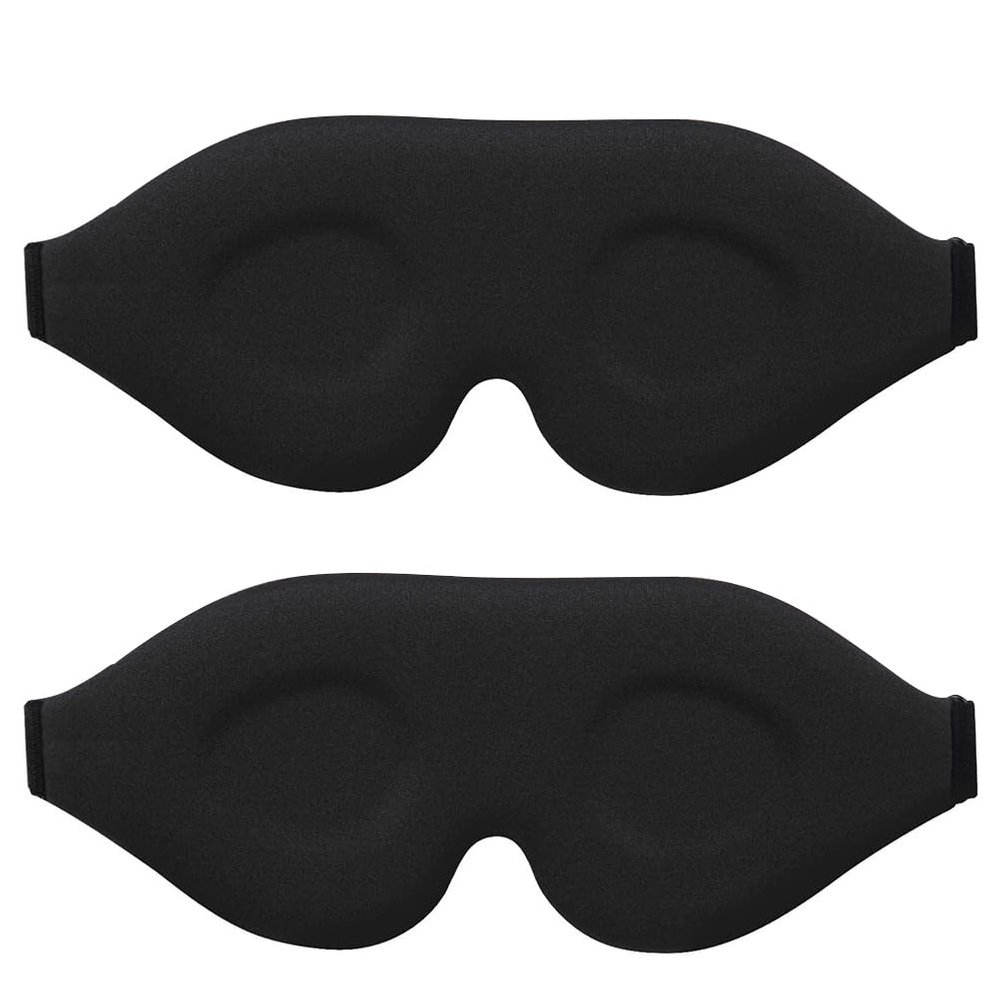 BudgetBundles US 2-4 Pc Sleep Eye Mask for Men Women, 3D Contoured Cup Sleeping Mask & Blindfo (Black 2 Pack)