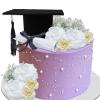11 PCS Congrats Grad Cake Topper Graduation Caps Scroll Decorations with Artificial Champagne/White Flowers and Babys Breath for Graduation Party Birthday Party Supplies view 1