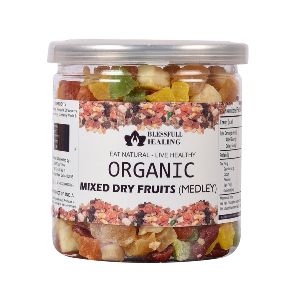 Blessfull Healing Organice Mixed Dried Fruits (Medley 1 lb (453 Gram) Airtight Container