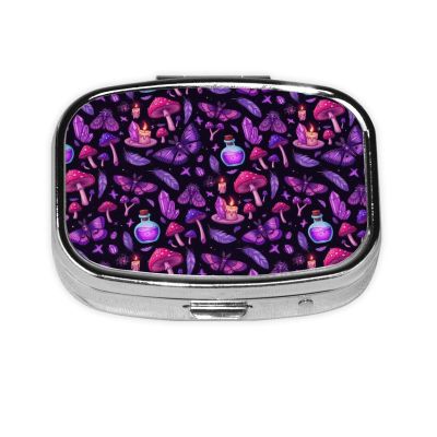 Travel Pill Organizer Portable Pill Case 2 Compartments Goth Magic Witch Witchy Small Pill Box Mini Daily Medicine Organizer Box