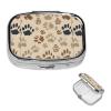 Pill Box 3 Compartment Square Small Pill Case Travel Pillbox for Purse Pocket Bone and paw Print Metal Medicine Organizer Portable Pill Container Holder to Hold Vitamins Fish Oil and Supplements view 1