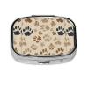Pill Box 3 Compartment Square Small Pill Case Travel Pillbox for Purse Pocket Bone and paw Print Metal Medicine Organizer Portable Pill Container Holder to Hold Vitamins Fish Oil and Supplements view 2