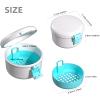 ARGOMAX Leak Proof Retainer Cleaner Case, Denture Cups for Soaking Dentures, Denture Travel Case (White+Blue). view 2