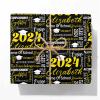 Customized Birthday, Christmas Wrapping Paper Class of 2024 Recycled Gift Wrapping Paper Yellow for Ceremony Party Grade Class Celebrations Graduation Supplies Decorations view 1