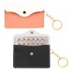 2 Pack Birth Control Pill Case Sleeve Packet PU Leather Wallet Pill Holder Birth Control Case with Snap Closure and Keyring Contraceptive Medicine Holder for Travel Bag Backpack, Black + Pink view 1