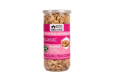Blessfull Healing Organic Natural, Vegan Tabasco Roasted Halves/Pieces Cashew Nuts Crunchy Kaju 500 Gram