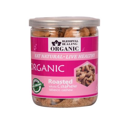 Blessfull Healing Organic Natural, Vegan Tabasco Roasted Whole Cashew Nuts Crunchy Kaju 250 Gram