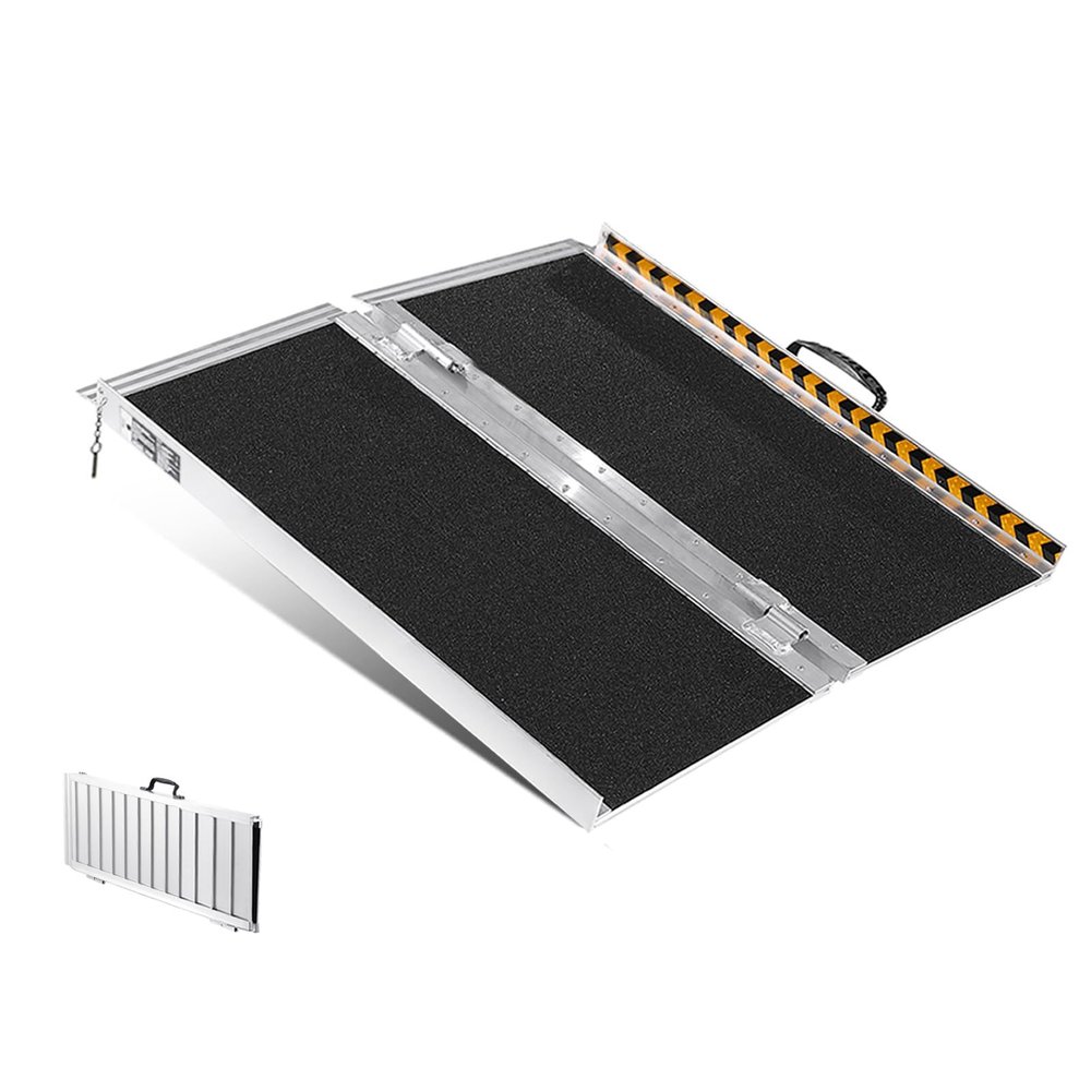 VEVOR Portable Wheelchair Ramp 2FT, Non-Slip Aluminum Folding Handicap Ramp, Door Threshold Ramps for Wheelchair for Home,Wheel Chair Ramp Steps, Cars, Scooter, Cart, Curbs, Stairs