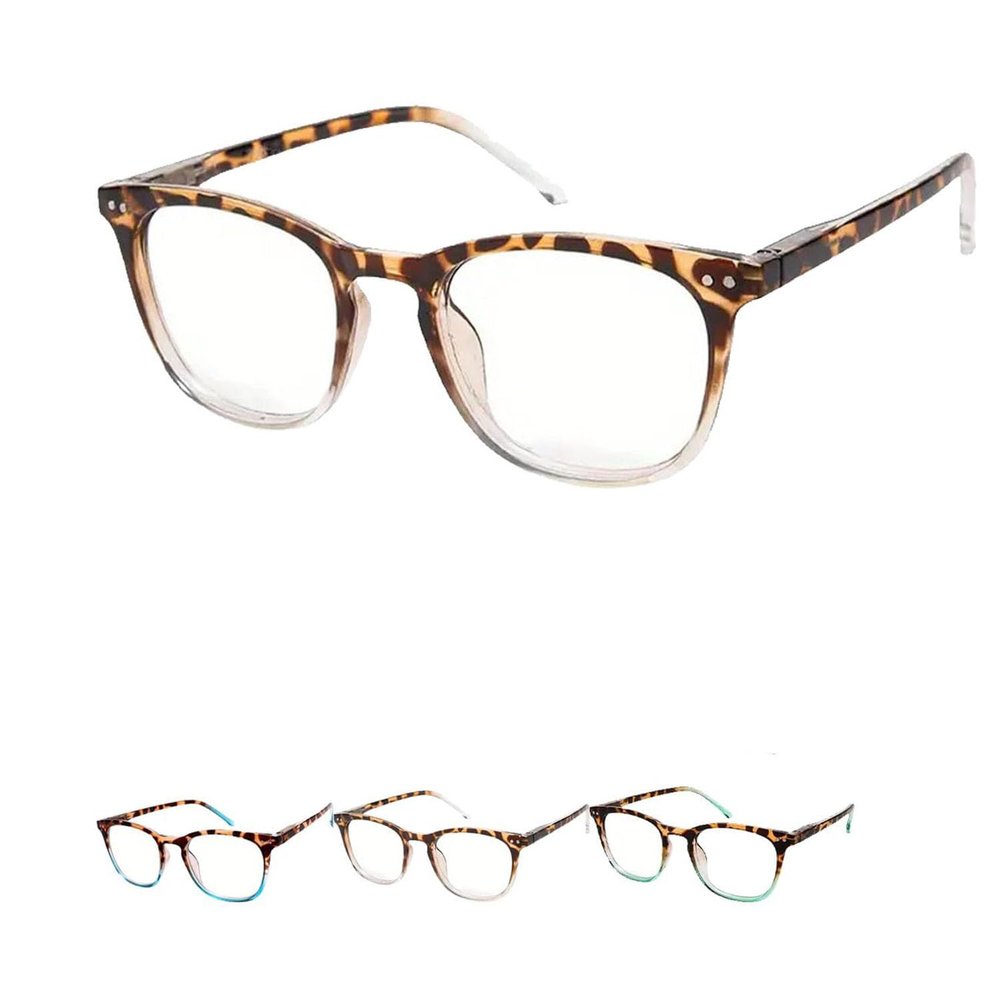 WitmAn Women's Sexy Leopard Print Gradient Reading Glasses, Frame Blue Light relieves Eye Fatigue (Green,100)