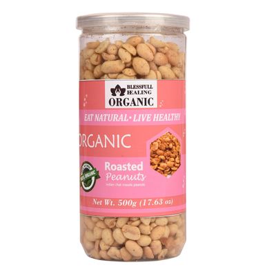 Blessfull Healing Organic Natural, Vegan Indian Chat Masala Roasted Peanuts Crunchy Healthy Snacks 500 Gram
