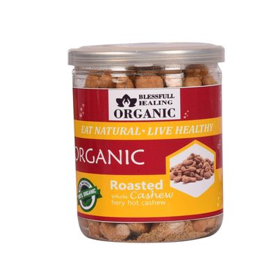 Blessfull Healing Organic Natural, Vegan Fiery Hot Roasted Whole Cashew Nuts Crunchy Kaju 250 Gram