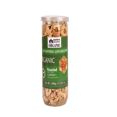 Blessfull Healing Organic Natural, Vegan Lemon Pepper Roasted Halves/Pieces Cashew Nuts Crunchy Kaju 500 Gram