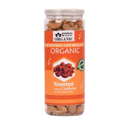 Blessfull Healing Organic Natural, Vegan Peri Peri Cheese Roasted Whole Cashew Nuts Crunchy Kaju 150 Gram