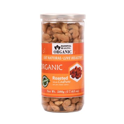 Blessfull Healing Organic Natural, Vegan Peri Peri Cheese Roasted Whole Cashew Nuts Crunchy Kaju 500 Gram