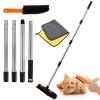 Abizarch 3Pcs Rubber Broom with Squeegee Washable Carpet Rake Broom with Adjustable Handle Reusable Fur Remover Broom Portable Detailing Lint Remover Brush Towel Portable for Tile Floor Carpet view 3