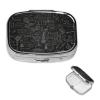 Pill Box 3 Compartment Square Small Pill Case Travel Pillbox for Purse Pocket Blackboard Wallpaper Metal Medicine Organizer Portable Pill Container Holder to Hold Vitamins Medication Supplements view 1