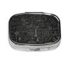 Pill Box 3 Compartment Square Small Pill Case Travel Pillbox for Purse Pocket Blackboard Wallpaper Metal Medicine Organizer Portable Pill Container Holder to Hold Vitamins Medication Supplements view 2
