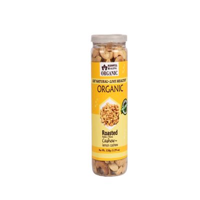 Blessfull Healing Organic Natural, Vegan Lemon Roasted Halves/Pieces Cashew Nuts Crunchy Kaju 150 Gram
