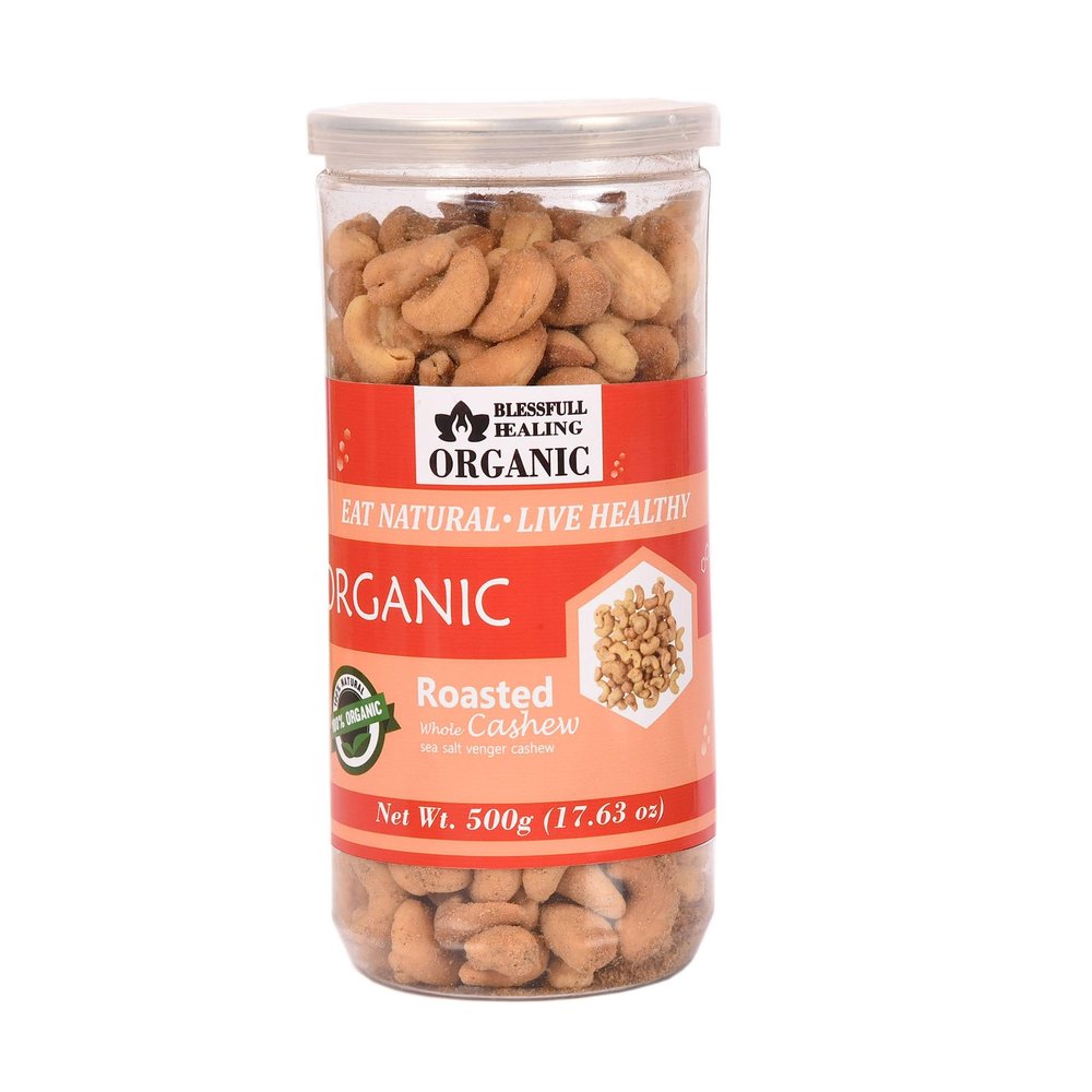 Blessfull Healing Organic Natural, Vegan Sea Salt Vinegar Roasted Whole Cashew Nuts Crunchy Kaju 500 Gram