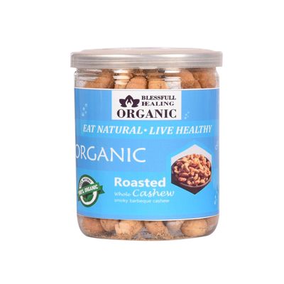 Blessfull Healing Organic Natural, Vegan Smoky Barbeque Roasted Whole Cashew Nuts Crunchy Kaju 300 Gram