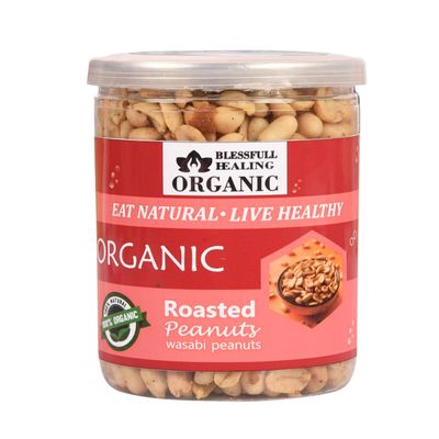 Blessfull Healing Organic Natural, Vegan Wasabi Roasted Peanuts Crunchy Healthy Snacks 250 Gram