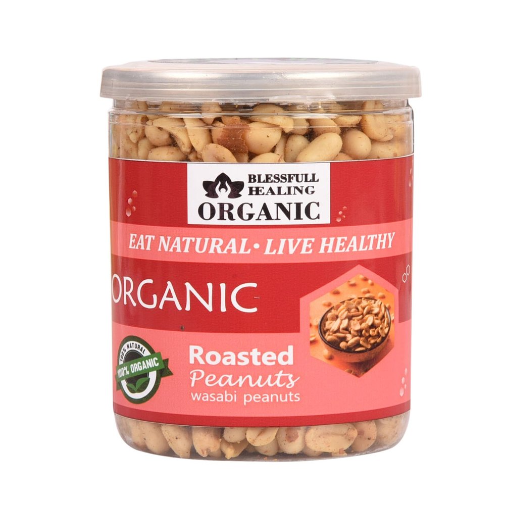 Blessfull Healing Organic Natural, Vegan Wasabi Roasted Peanuts Crunchy Healthy Snacks 250 Gram