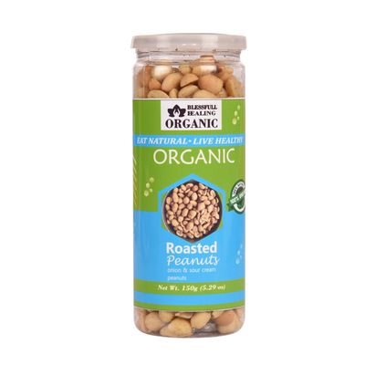 Blessfull Healing Organic Natural, Vegan Onion & Sour Cream Roasted Peanuts Crunchy Healthy Snacks 150 Gram
