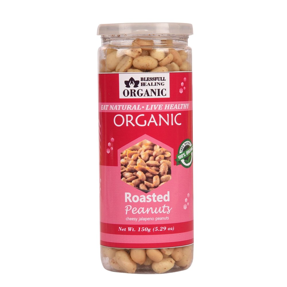 Blessfull Healing Organic Natural, Vegan Cheesy Chipotle Roasted Peanuts Crunchy Healthy Snacks 150 Gram