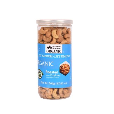 Blessfull Healing Organic Natural, Vegan Smoky Barbeque Roasted Whole Cashew Nuts Crunchy Kaju 500 Gram