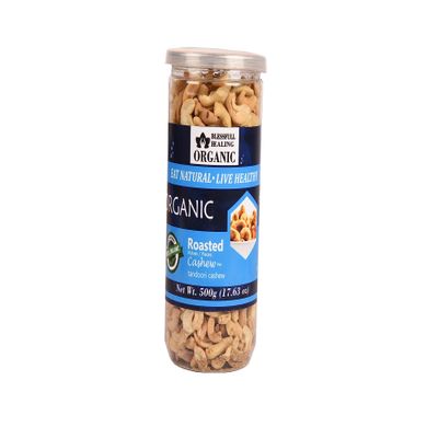 Blessfull Healing Organic Natural, Vegan Tandoori Roasted Halves/Pieces Cashew Nuts Crunchy Kaju 500 Gram