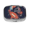 Pill Box 3 Compartment Square Small Pill Case Travel Pillbox for Purse Pocket American Football Metal Medicine Organizer Portable Pill Container Holder to Hold Vitamins Medication Supplements view 2