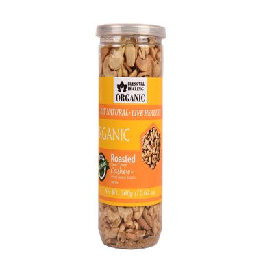 Blessfull Healing Organic Natural, Vegan Lemon Pepper & Garlic Roasted Halves/Pieces Cashew Nuts Crunchy Kaju 500 Gram