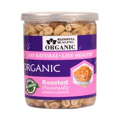 Blessfull Healing Organic Natural, Vegan Jalapeno Roasted Peanuts Crunchy Healthy Snacks 300 Gram