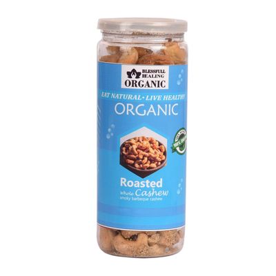 Blessfull Healing Organic Natural, Vegan Smoky Barbeque Roasted Whole Cashew Nuts Crunchy Kaju 150 Gram
