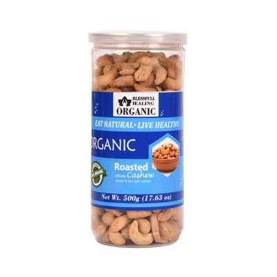 Blessfull Healing Organic Natural, Vegan Lemon & Peri Peri Roasted Whole Cashew Nuts Crunchy Kaju 500 Gram