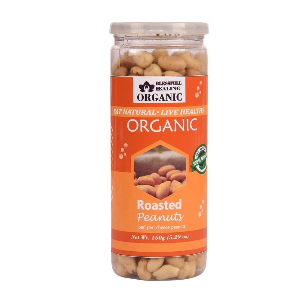 Blessfull Healing Organic Natural, Vegan Peri Peri Cheese Roasted Peanuts Crunchy Healthy Snacks 150 Gram