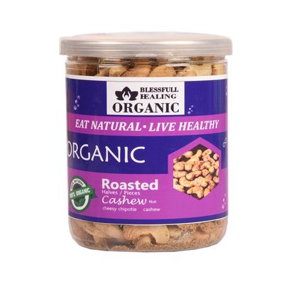 Blessfull Healing Organic Natural, Vegan Cheesy Chipotle Roasted Halves/Pieces Cashew Nuts Crunchy Kaju 300 Gram