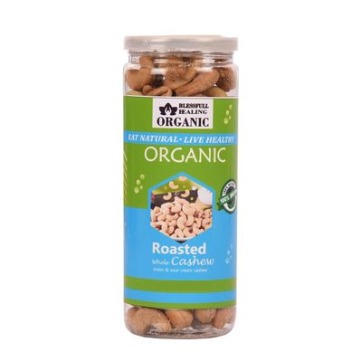 Blessfull Healing Organic Natural, Vegan Onion & Sour Cream Roasted Whole Cashew Nuts Crunchy Kaju 150 Gram