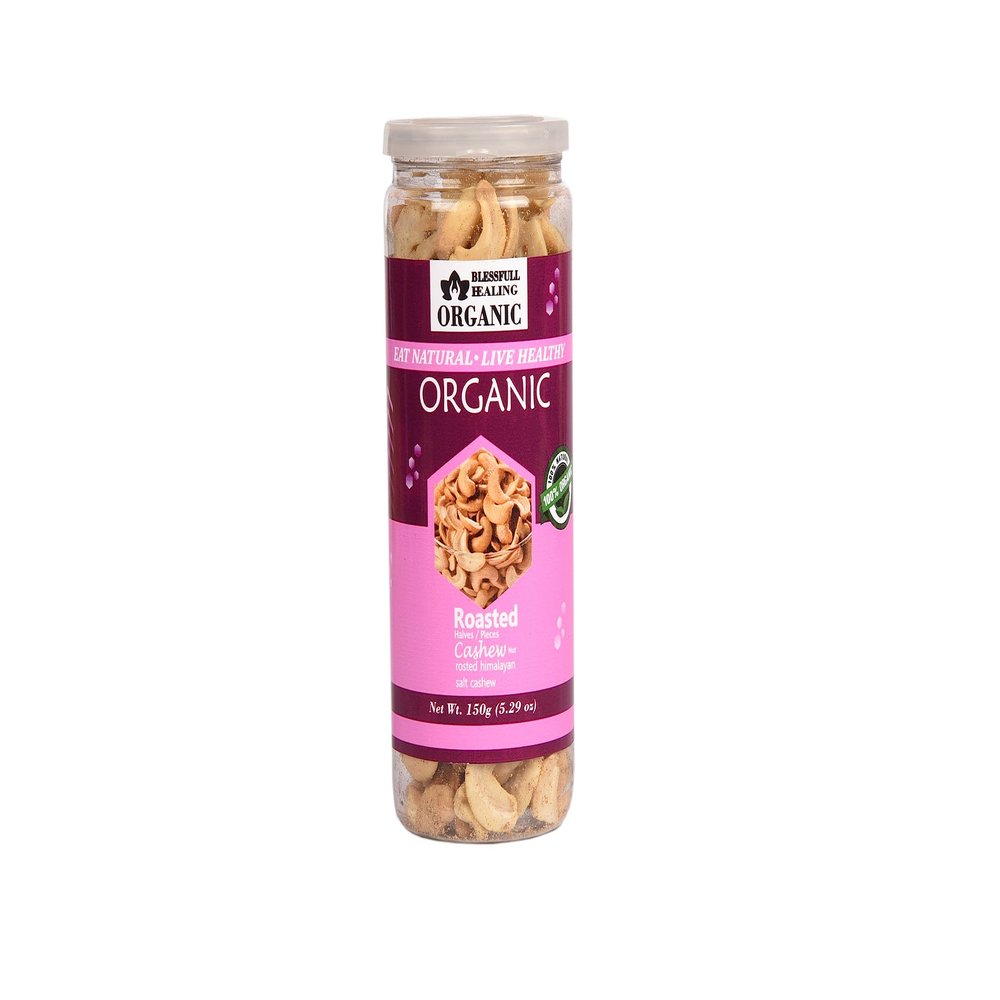 Blessfull Healing Organic Natural, Vegan Himalayan Punjabi Pakistani Salt Roasted Halves/Pieces Cashew Nuts Crunchy Kaju 150 Gram
