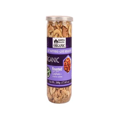 Blessfull Healing Organic Natural, Vegan Sriracha Roasted Halves/Pieces Cashew Nuts Crunchy Kaju 500 Gram