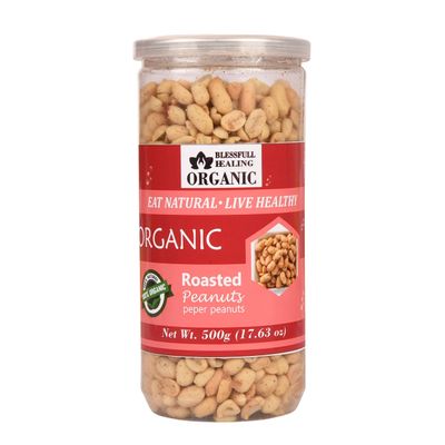 Blessfull Healing Organic Natural, Vegan Pepper Roasted Peanuts Crunchy Healthy Snacks 500 Gram