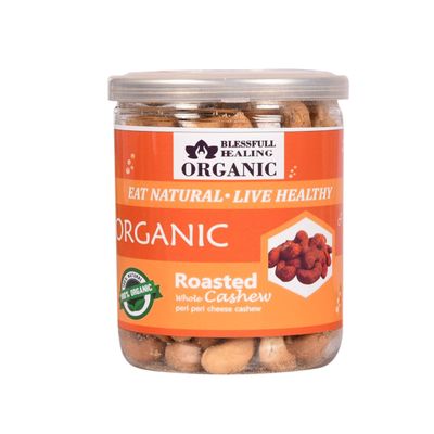 Blessfull Healing Organic Natural, Vegan Peri Peri Cheese Roasted Whole Cashew Nuts Crunchy Kaju 300 Gram