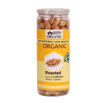 Blessfull Healing Organic Natural, Vegan Lemon Roasted Whole Cashew Nuts Crunchy Kaju 150 Gram