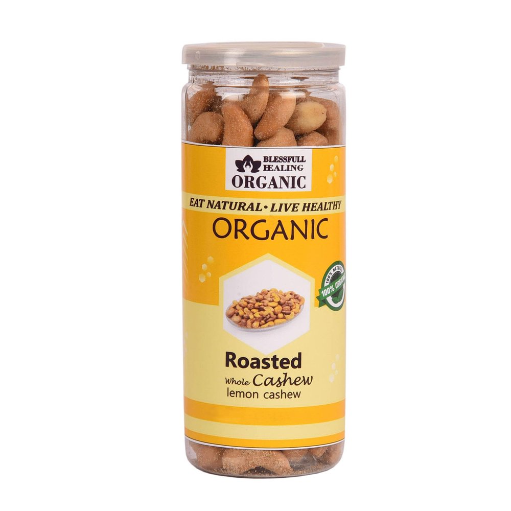 Blessfull Healing Organic Natural, Vegan Lemon Roasted Whole Cashew Nuts Crunchy Kaju 150 Gram