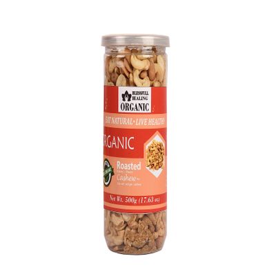 Blessfull Healing Organic Natural, Vegan Sea Salt Vinegar Roasted Halves/Pieces Cashew Nuts Crunchy Kaju 500 Gram