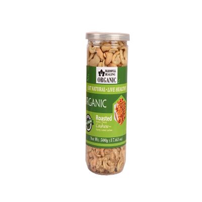 Blessfull Healing Organic Natural, Vegan Honey Roasted Halves/Pieces Cashew Nuts Crunchy Kaju 500 Gram