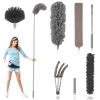 Abizarch 6Pcs Cleaning Duster Kit with Extension Long Handle Bendable Feather Duster Detachable Gap Duster Cleaner Replaceable Dusters Washable Chenille Microfiber High Duster for Ceiling Fan Cobweb B view 1
