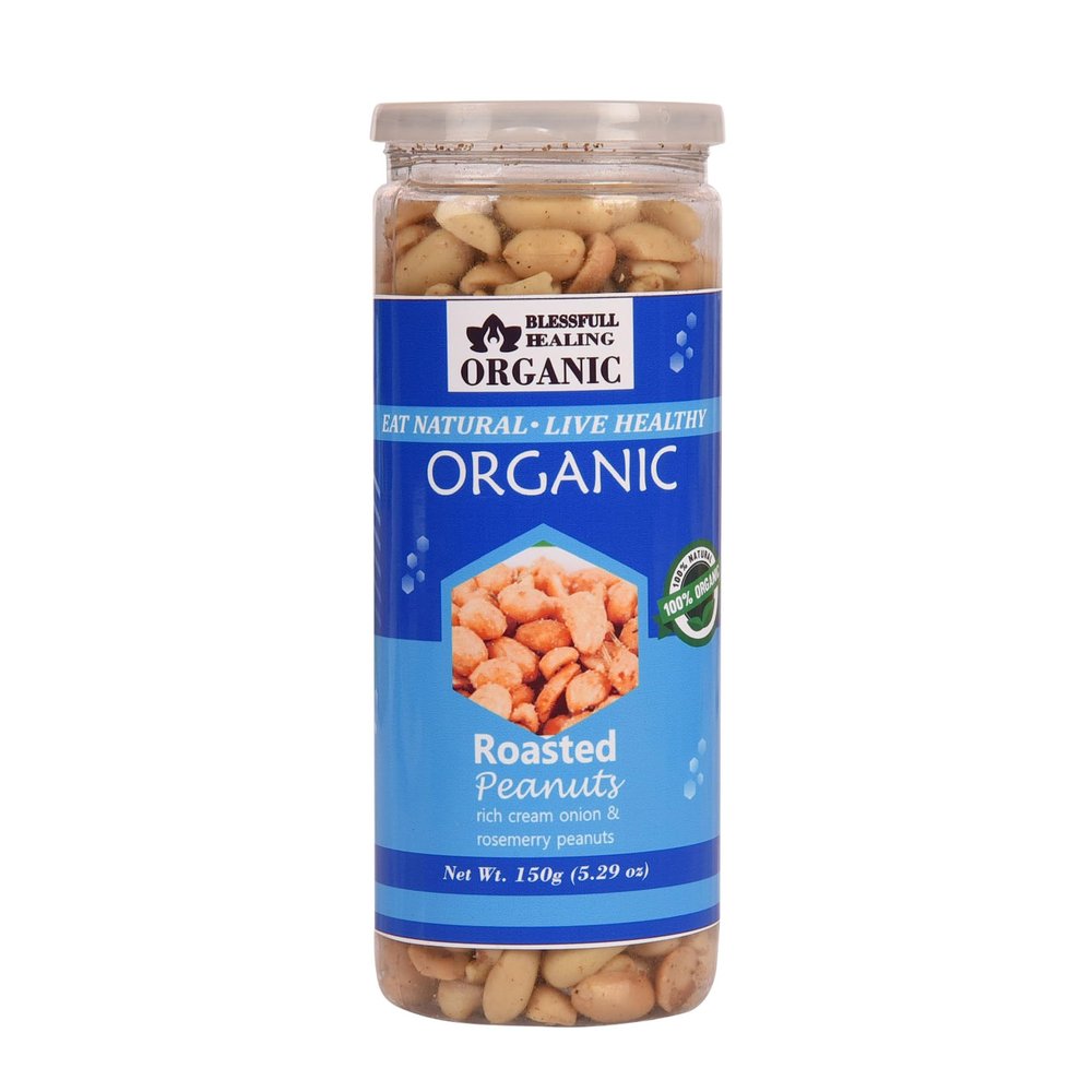 Blessfull Healing Organic Natural, Vegan Rich Cream Onion Rosemerry Roasted Peanuts Crunchy Healthy Snacks 150 Gram