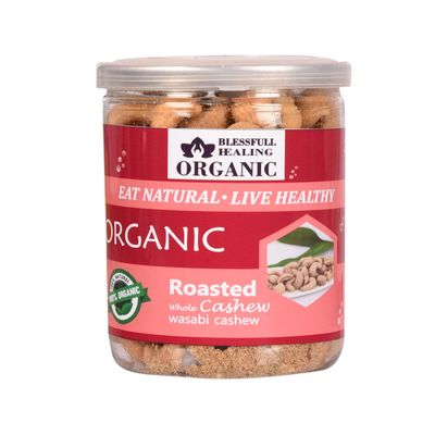 Blessfull Healing Organic Natural, Vegan Wasabi Roasted Whole Cashew Nuts Crunchy Kaju 250 Gram